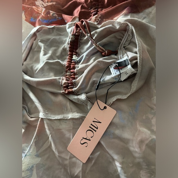 Super Stretchy Mesh Brown Micas Spaghetti-Strap Dress - Picture 4 of 4